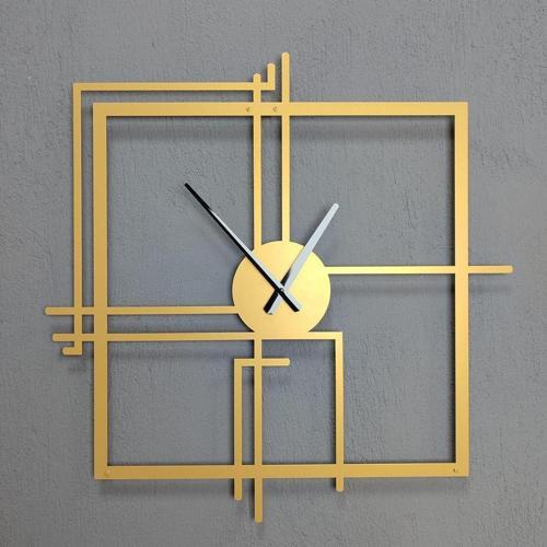 Kare Querencia Metal Gold - Altın Duvar Saati - Ev - Ofis Saati - Hediye Saat 100 x 100 Cm