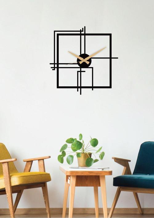 Kare Querencia Metal Siyah Duvar Saati - Ev - Ofis Saati - Hediye Saat 80 x 80 Cm