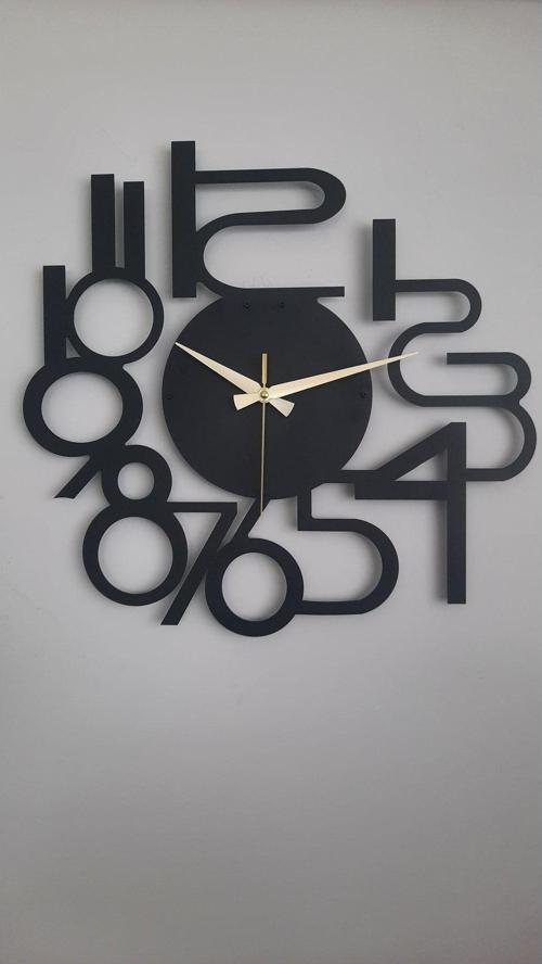 Modern Rakamlı Metal Siyah Duvar Saati - Hediye Saat - Ev - Ofis Saati - 50 x 50 Cm
