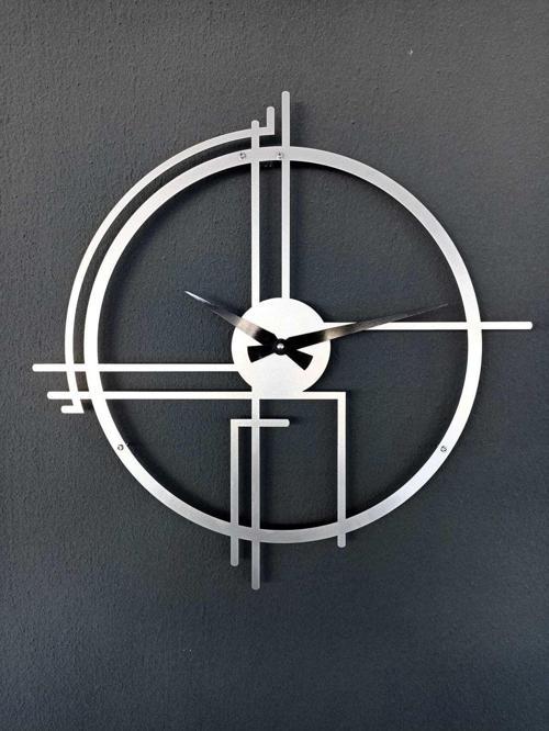Querencia Metal Gümüş - Silver Duvar Saati 1,5 Mm Kalınlık 50x50 Cm