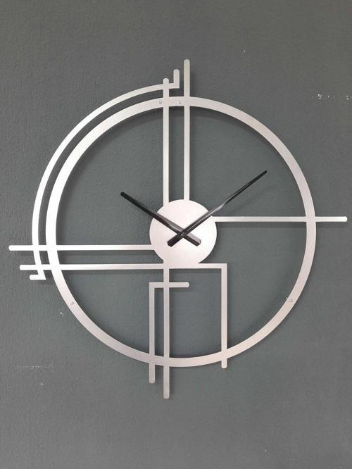 Querencia Metal Gümüş - Silver Duvar Saati 1,5 Mm Kalınlık 60x60 Cm