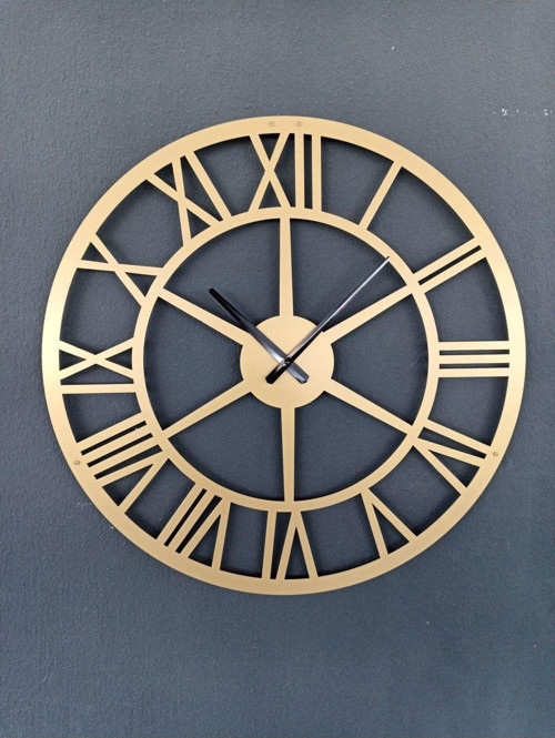 Roma Rakamlı Metal Gold - Altın Duvar Saati 1,5 Mm Kalınlık 60 x 60 Cm