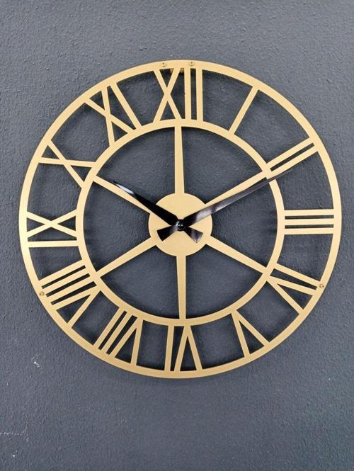 Roma Rakamlı Metal Gold - Altın Duvar Saati 1,5 Mm Kalınlık 41x41 Cm