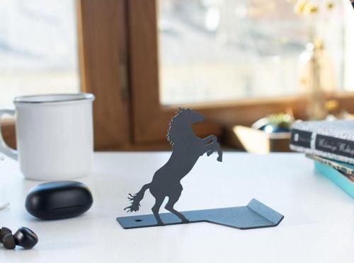 Masa Üstü Metal Ergonomik Telefon - Tablet Tutucu Stand 1,5 Mm Kalınlık Siyah Hayvan Figürlü (At F.)