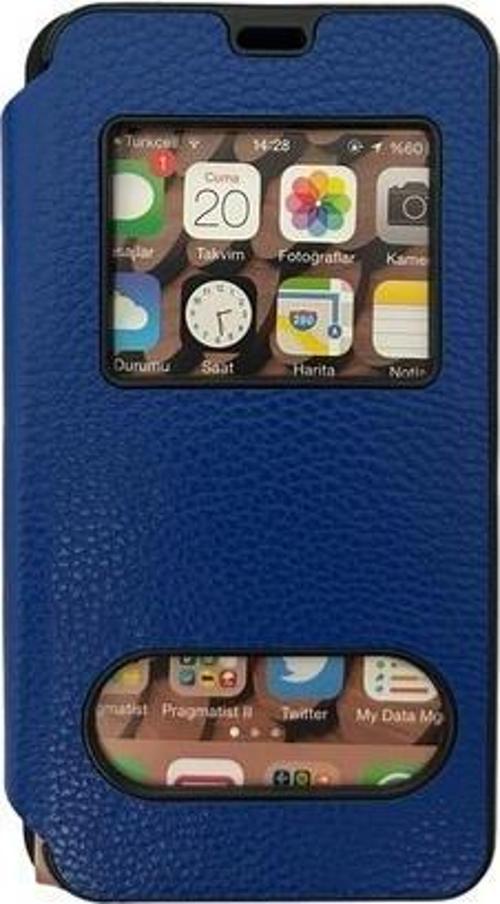 Galaxy J5 ile Uyumlu Premium Kapaklı Kılıf Mavi