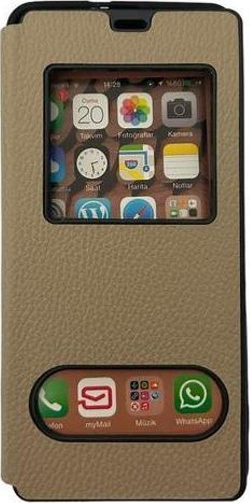 Galaxy M51 ile Uyumlu Premium Kapaklı Kılıf Gold