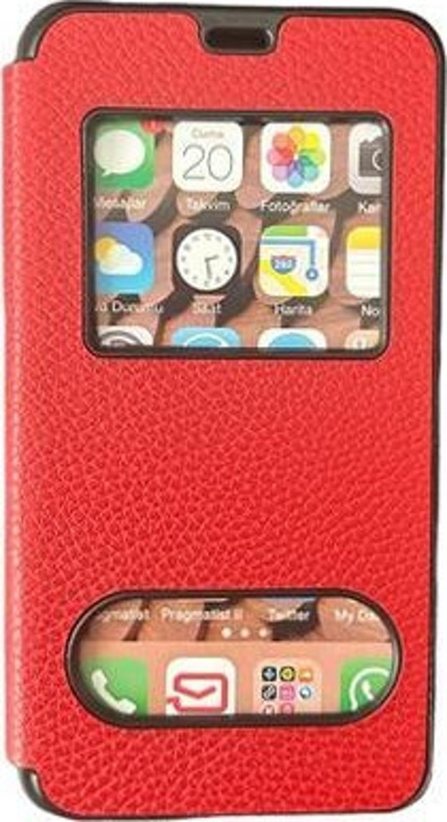 Galaxy Grand Prime ile Uyumlu Premium Kapaklı Kılıf Kırmızı