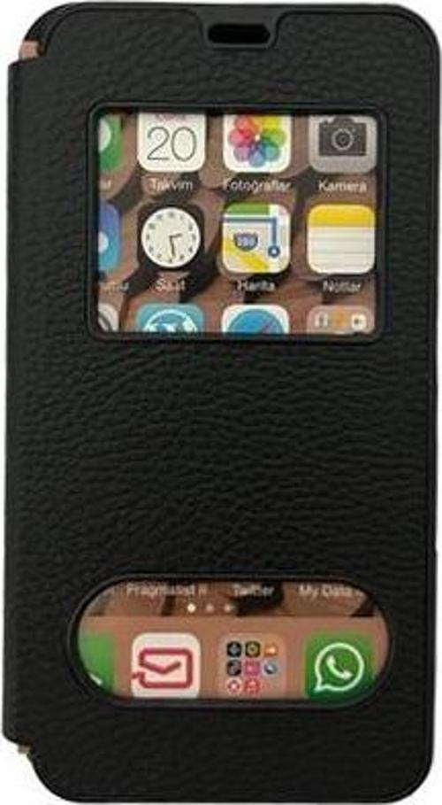 Galaxy J5 ile Uyumlu Premium Kapaklı Kılıf Siyah