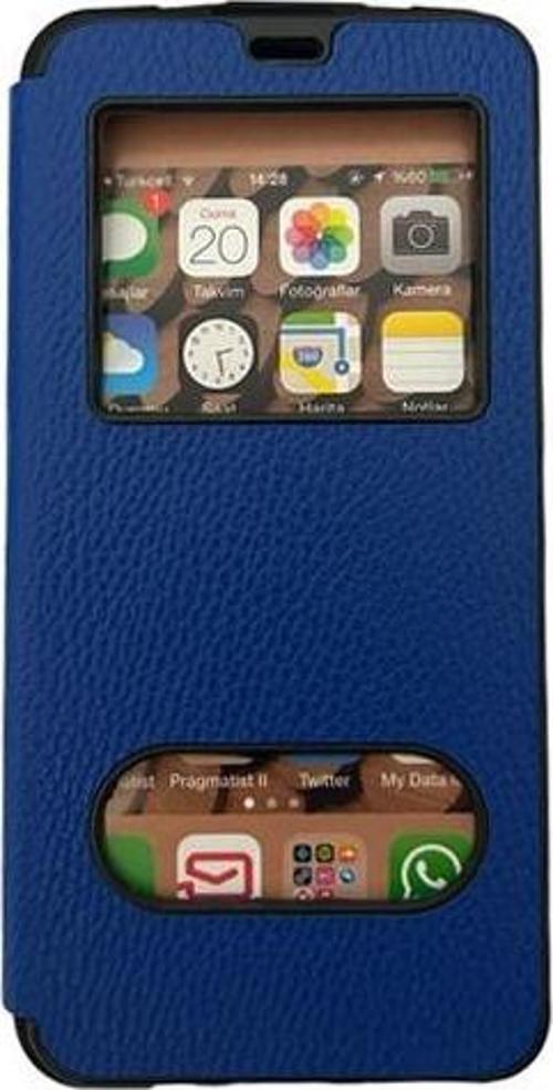 Galaxy M11 ile Uyumlu Premium Kapaklı Kılıf Mavi