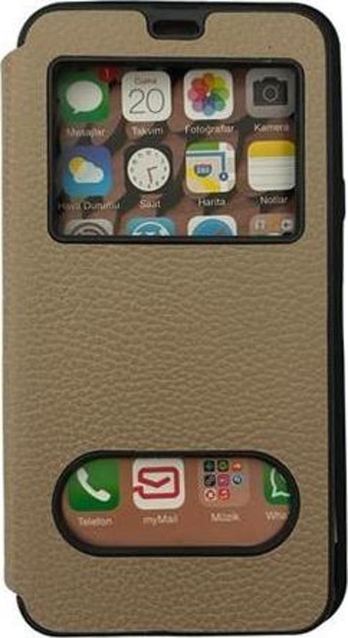 Galaxy J7 2016 ile Uyumlu Premium Kapaklı Kılıf Gold