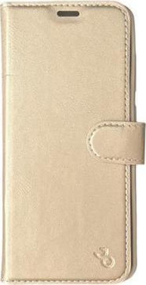 Galaxy S20 ile Uyumlu Kapaklı Kartlıklı Cüzdanlı Kılıf Gold