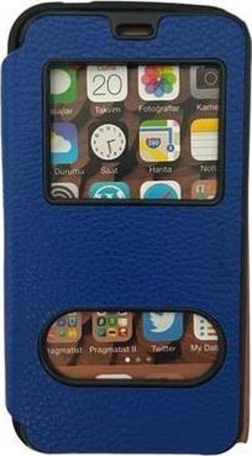 Galaxy J2 ile Uyumlu Premium Kapaklı Kılıf Mavi