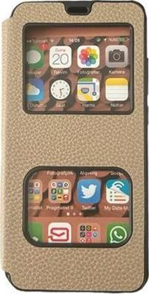 Redmi Note 8 ile Uyumlu Premium Kapaklı Kılıf Gold