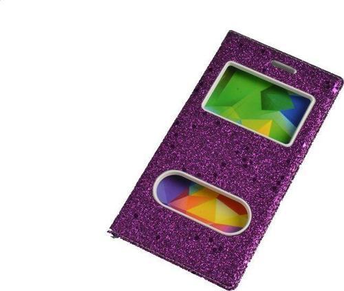 iPhone 7 ile Uyumlu Suni Deri KK-148 Simli Kapaklı Koruma Kılıfı Mor
