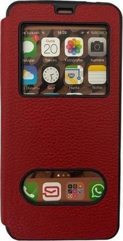 Galaxy A33 ile Uyumlu Premium Kapaklı Kılıf Kırmızı