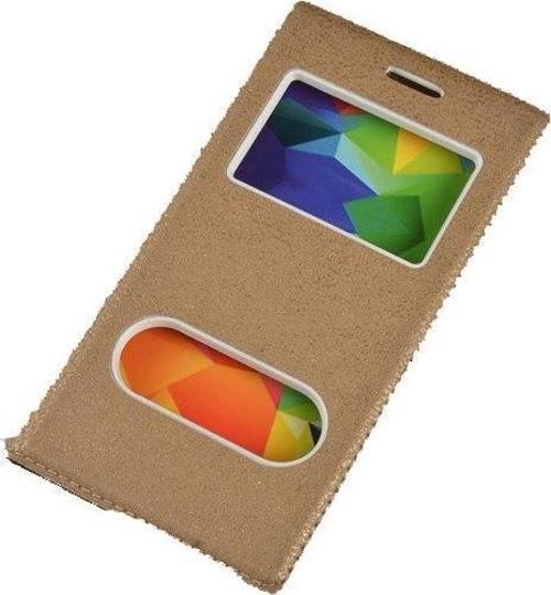 Galaxy A7 2016 ile Uyumlu Suni Deri KK-147 Kapaklı Koruma Kılıfı Gold