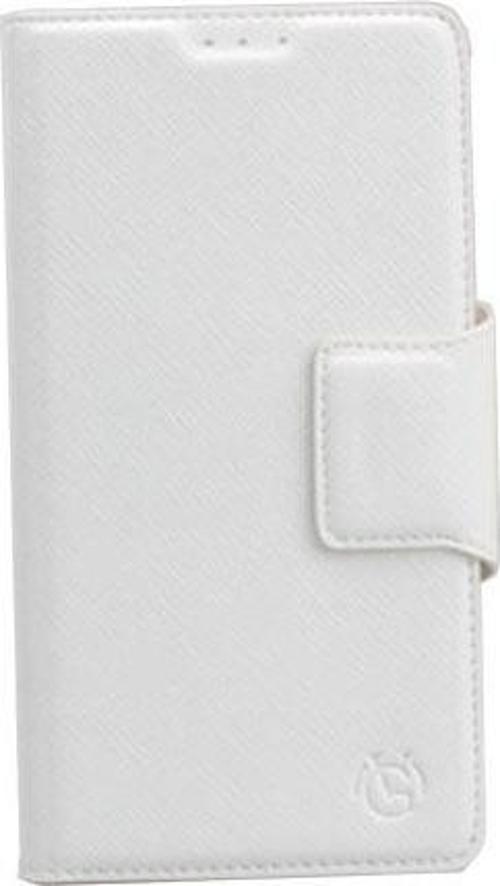 G3 ile Uyumlu D855 Yan Model Kapaklı Kartlıklı Kılıf Beyaz