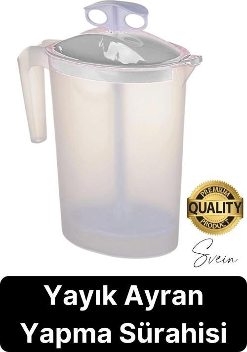 Pratik Yayık Ayran Sürahisi Karıştırıcı Köpürten Basmalı Çalkalama Plastik 2,4 lt Büyük Boy Mixer