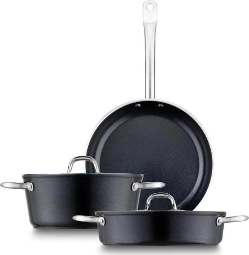 Swiss Crystal Siyah 5 Parça Tencere Seti