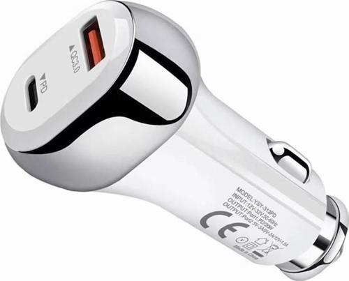 38w Pd 20w Qc 3.0 18w Hızlı Araç Şarj Cihazı YSY312 Beyaz