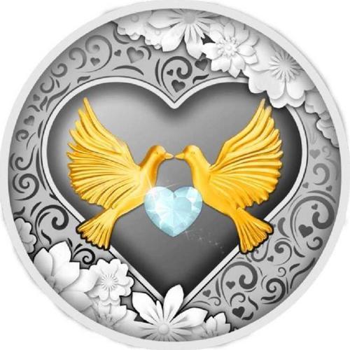 Düğün Güvercinleri Gümüş Sikke Coin