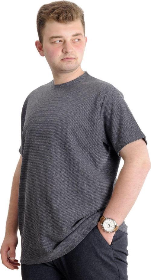 Büyük Beden Erkek T-Shirt Bisiklet Yaka Waffle 20033 Siyah