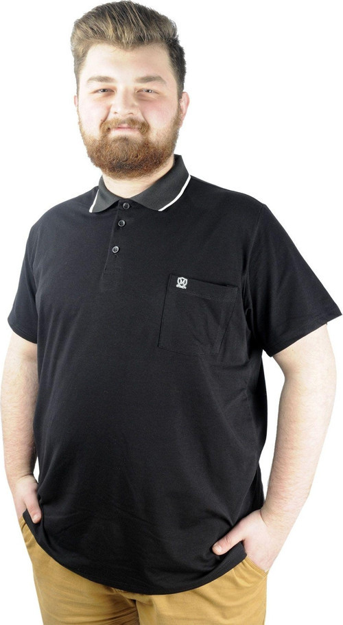 Büyük Beden T Shirt Polo Likralı Süprem Cepli 21558 Siyah