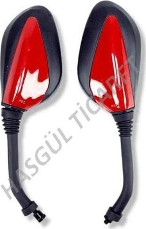 Motorsiklet Scooter Kırmızı Ayna Takımı 8 mm Ayna Sağ Sol Takım