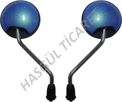Motorsiklet Scooter Yuvarlak Mavi Ayna Takımı 8 mm Ayna Sağ Sol Takım