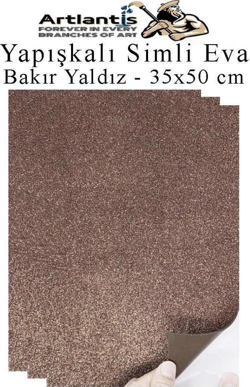 Kahverengi Yapışkanlı Simli Eva 35x50 cm 3 Adet Simli Yapışkanlı Eva Süngeri Okul Kreş Anasınıfı Elişi Etkinlikleri Hobi