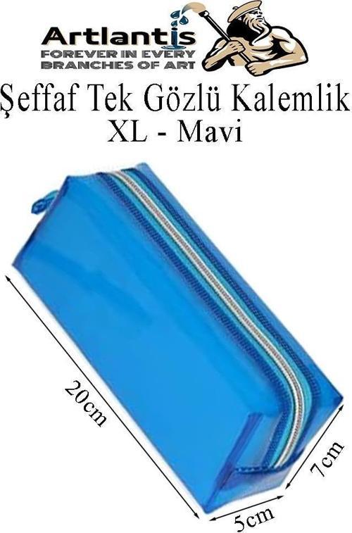 Şeffaf Kalemlik XL 1 Adet Tek Gözlü Transparan Kalem Kutusu Fosforlu Renkli Silikon Tek Bölmeli Makyaj Kozmetik Çantası