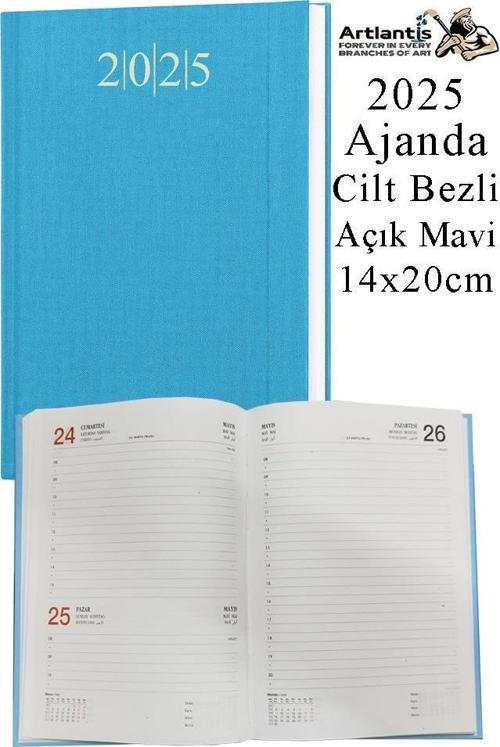 2025 Ajanda 14x20 cm Çizgili Cilt Bezli Dikişli 1 Adet Günlük Planlayıcı Cilt Bezi Ciltli Ajanda 2025 Ofis Okul Büro