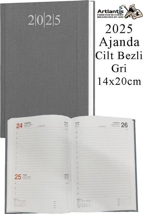 2025 Ajanda 14x20 cm Çizgili Cilt Bezli Dikişli 1 Adet Günlük Planlayıcı Cilt Bezi Ciltli Ajanda 2025 Ofis Okul Büro