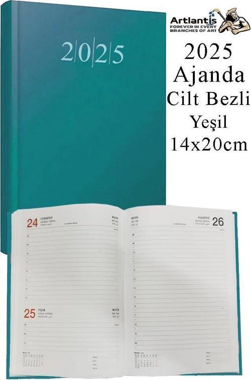 2025 Ajanda 14x20 cm Çizgili Cilt Bezli Dikişli 1 Adet Günlük Planlayıcı Cilt Bezi Ciltli Ajanda 2025 Ofis Okul Büro