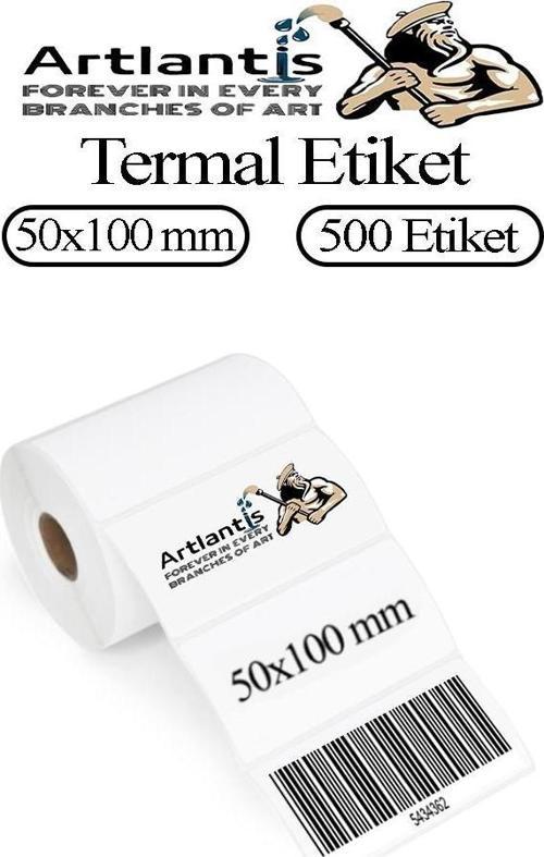 50x100 mm Barkod Etiketi Yapışkanlı 1 Adet Rulo Etiket Termal Barkot Terazi Etiketi 500 lü Barkod Yazıcılarına Uyumludur