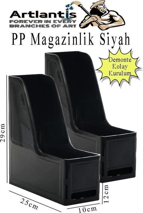 Siyah Magazinlik Demonte Plastik 2 Adet Plastik Kutu Klasörü Magazinlik A4 Dosya ve Masa Düzenleyici Sınıf Ev Ofis