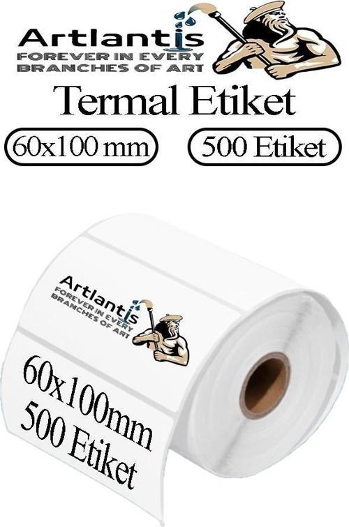 60x100 mm Barkod Etiketi Yapışkanlı 1 Adet Rulo Etiket Termal Barkot Terazi Etiketi 500 lü Barkod Yazıcılarına Uyumludur