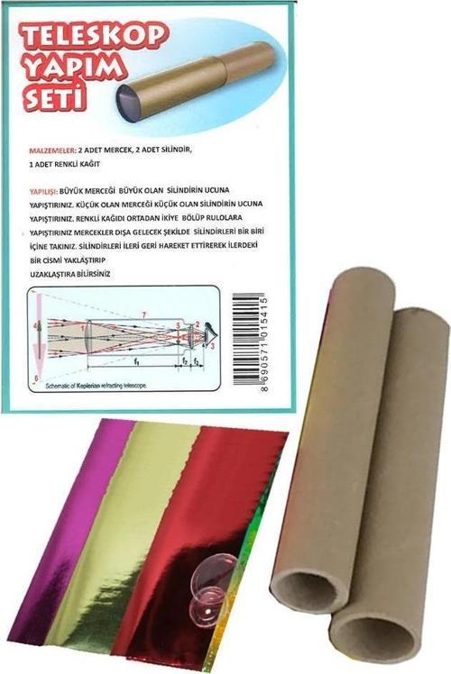 Teleskop Yapım Seti Mercekli 1 Paket Basit Teleskop Yapım Seti Mercek Deney Seti Silindir Karton