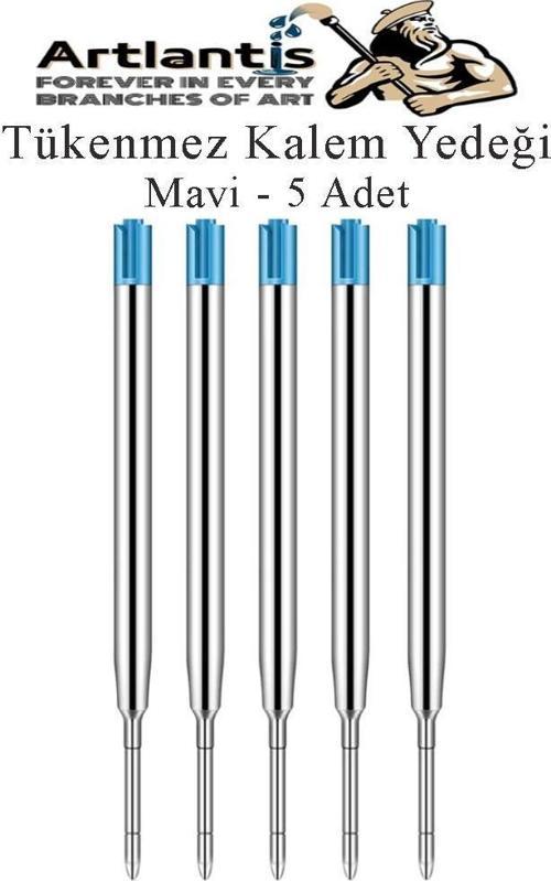 Tükenmez Kalem Yedeği 5 Adet Tükenmez Kalem İçi Yedek Mavi Metal Tükenmez Kalem İçi Okul Ofis Jel Kalem İçi