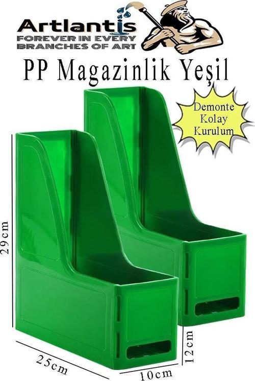 Yeşil Magazinlik Demonte Plastik 2 Adet Plastik Kutu Klasörü Magazinlik A4 Dosya ve Masa Düzenleyici Sınıf Ev Ofis