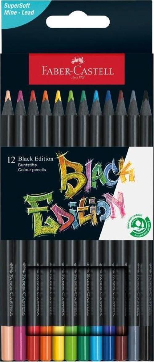 12 Renk Kuru Boya Black Edition 1 Paket 12 li Kuruboya Tam Boy Karton Kutu