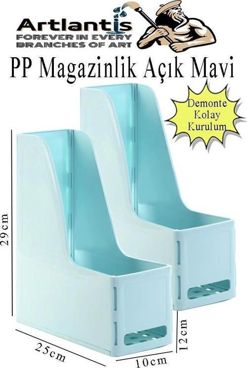 Açık Mavi Magazinlik Demonte Plastik 2 Adet Plastik Kutu Klasörü Magazinlik A4 Dosya ve Masa Düzenleyici Sınıf Ev Ofis
