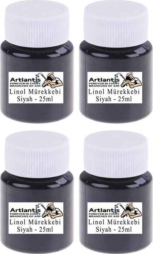 Linol Mürekkebi Siyah 25 ml 4 Adet Linol Baskı Mürekkebi Blok Baskı Sanat Hobi