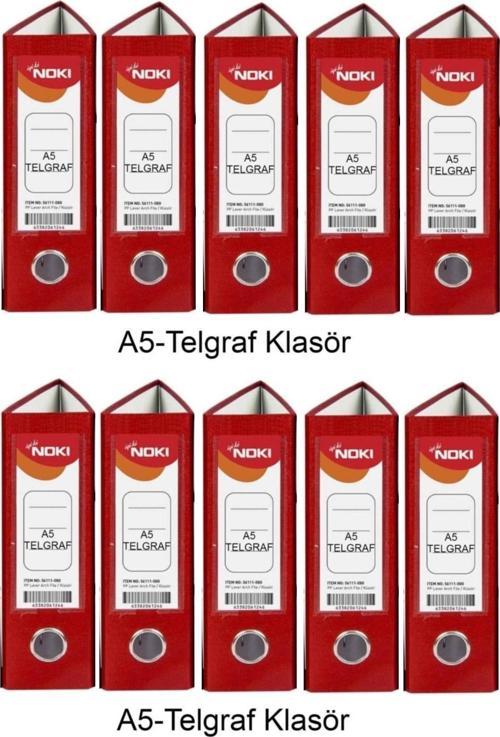 Telgraf Klasör Kırmızı Geniş A5 Plastik 10 Adet