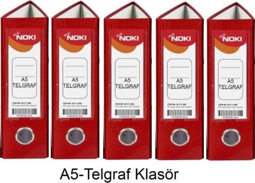 Telgraf Klasör Kırmızı Geniş A5 Plastik 5 Adet