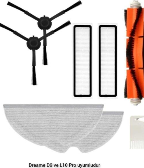Dreame D9 Ve L10 Pro Uyumlu Fırça Mop Hepa Filtre Seti