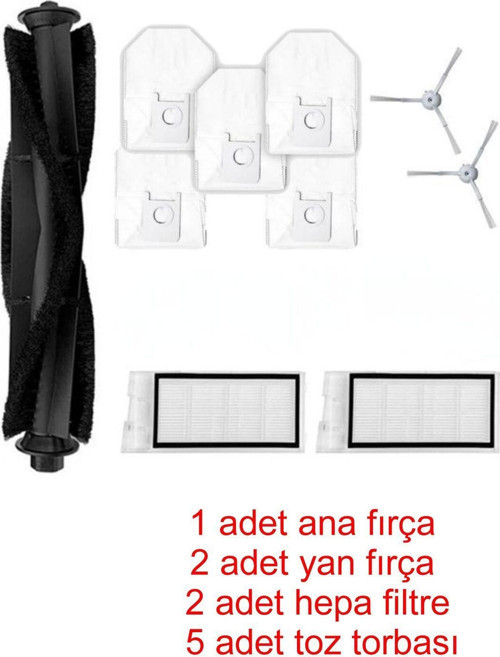 Roid Mi Eve Plus Uyumlu Yedek Fırça Filtre Toz Torbası Hybrid