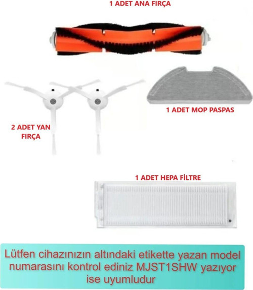 Mi Robot Mjst1Shw Mop 2 Süpürge Uyumlu Fırça Yedek Parça Seti