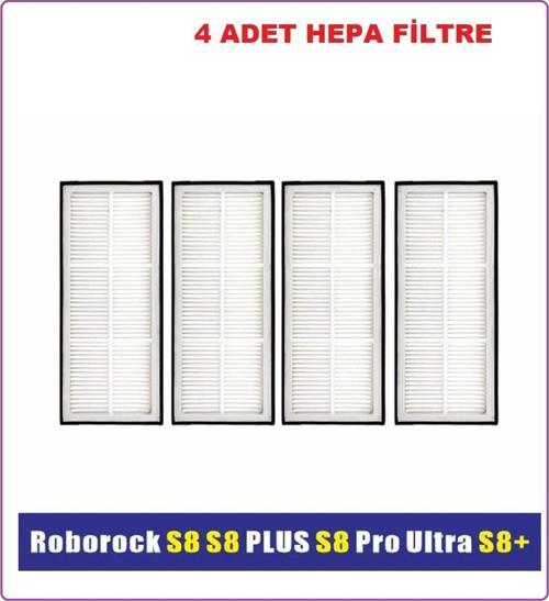 Roborock S7  S8 Plus S8 Pro S8 Ultra Uyumlu 4 Adet Hepa Fi̇Ltre Uyumlu