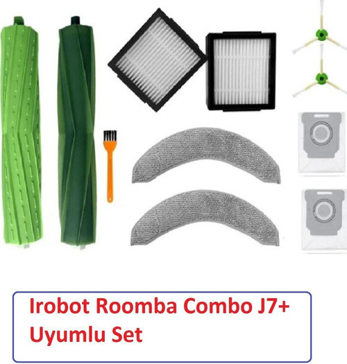 Irobot Roomba Combo J7+ Uyumlu Yedek Mop Paspas Hepa Filtre Fırça Toz Torbası